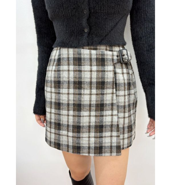 【エヴリス/EVRIS】 ラップチェックミニスカート【セットアップ着用可能】