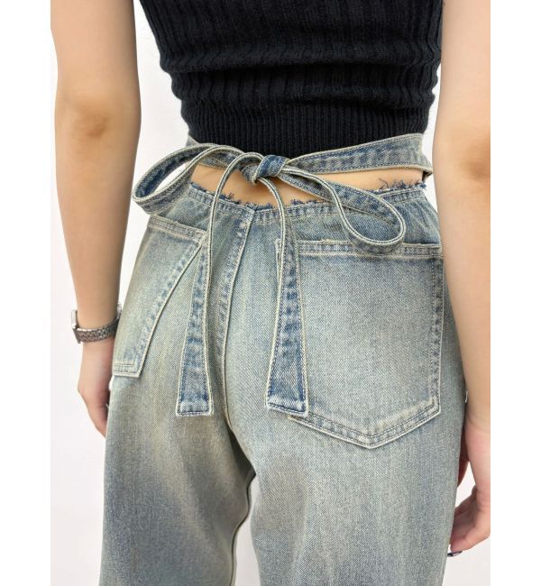 【エヴリス/EVRIS】 バックリボンワイドデニムパンツ