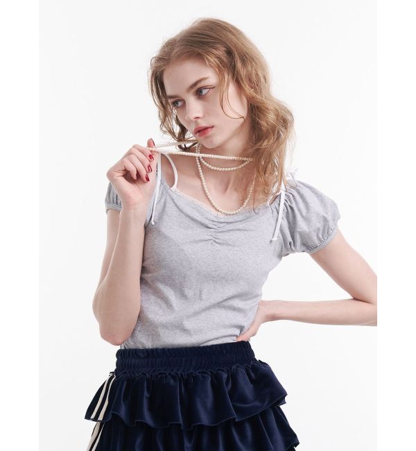 人気ファッションメンズ|【ジュエティ/jouetie】 レースドッキングリボントップス