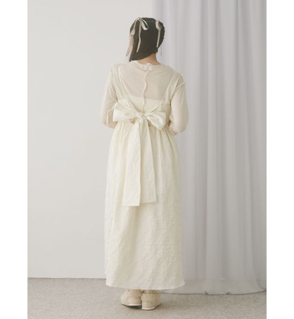 【メリージェニー/merry jenny】 バックリボンジャガードキャミワンピース