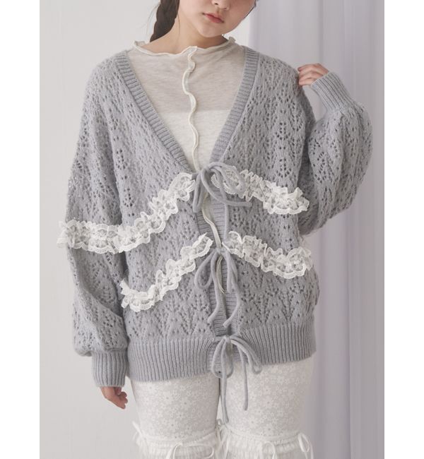 ファッションメンズなら|【メリージェニー/merry jenny】 透かし編みフリルニットカーディガン