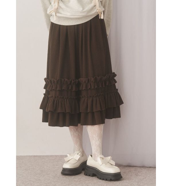 【メリージェニー/merry jenny】 コーデュロイフリルタックスカート