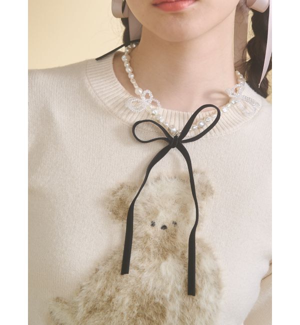 【メリージェニー/merry jenny】 ribbon pearl choker