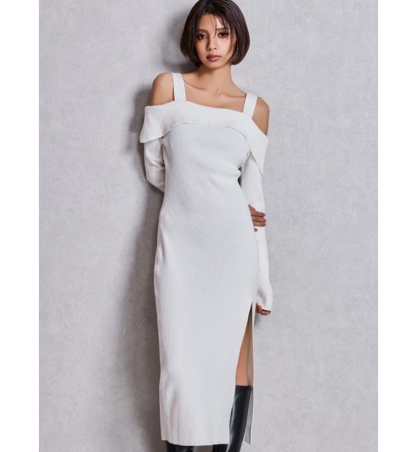 【ジェイダ/GYDA】 オフショルニットLONGワンピース