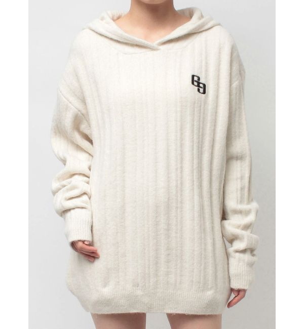 【ジェイダ/GYDA】 ランダムリブGG HOODIEニットチュニック