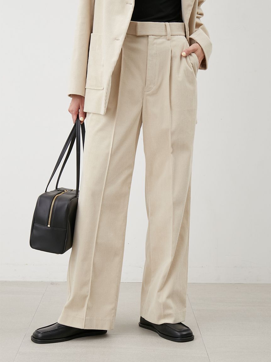 【ミラオーウェン/Mila Owen】 【セットアップ対応】コーデュロイワンタックストレートパンツ
