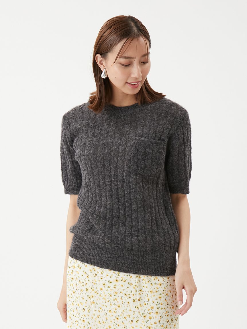 セットアイテム】シャツレイヤードケーブル短丈ニット（Mila Owen