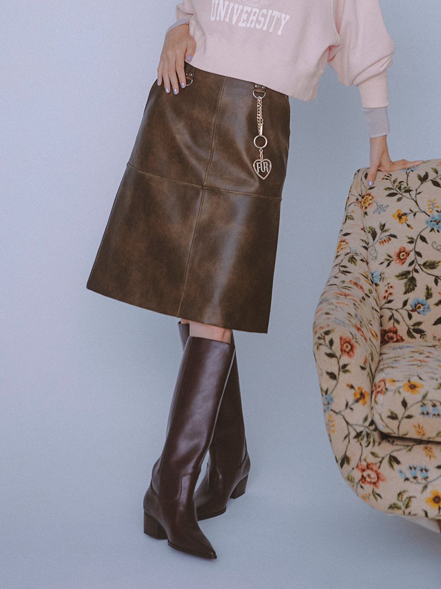 【ファーファー/FURFUR】 レザーライクミディスカート