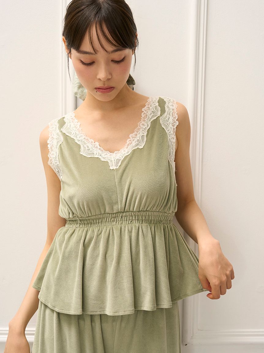 【ジェラート　ピケ/gelato pique】 【MUCHA】ベロア×レースカップインタンクトップ