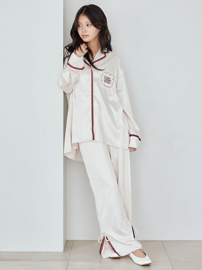 モテ系メンズファッション|【ジェラート　ピケ/gelato pique】 レースサテンロングパンツ