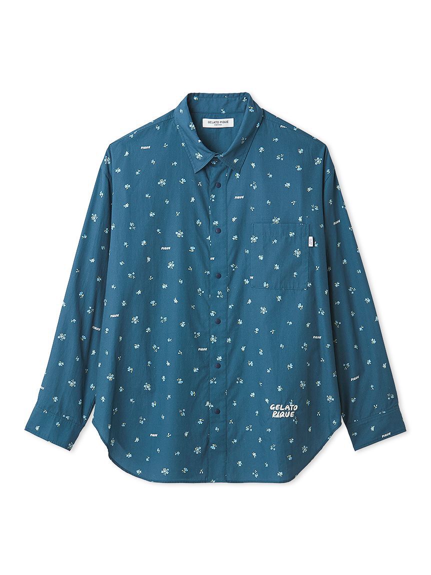 【HOMME】リトルフラワー柄プリントシャツ