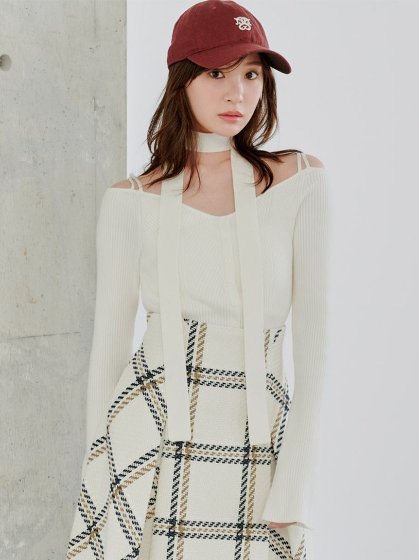 【スナイデル/SNIDEL】 タイ付きニットプルオーバー