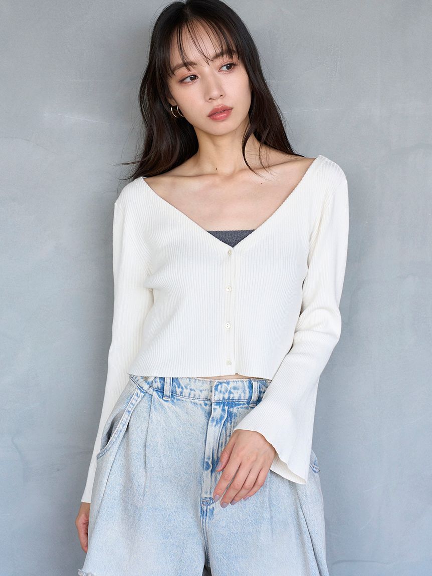 人気ファッションメンズ|【スナイデル/SNIDEL】 フレアスリーブショートカーディガン