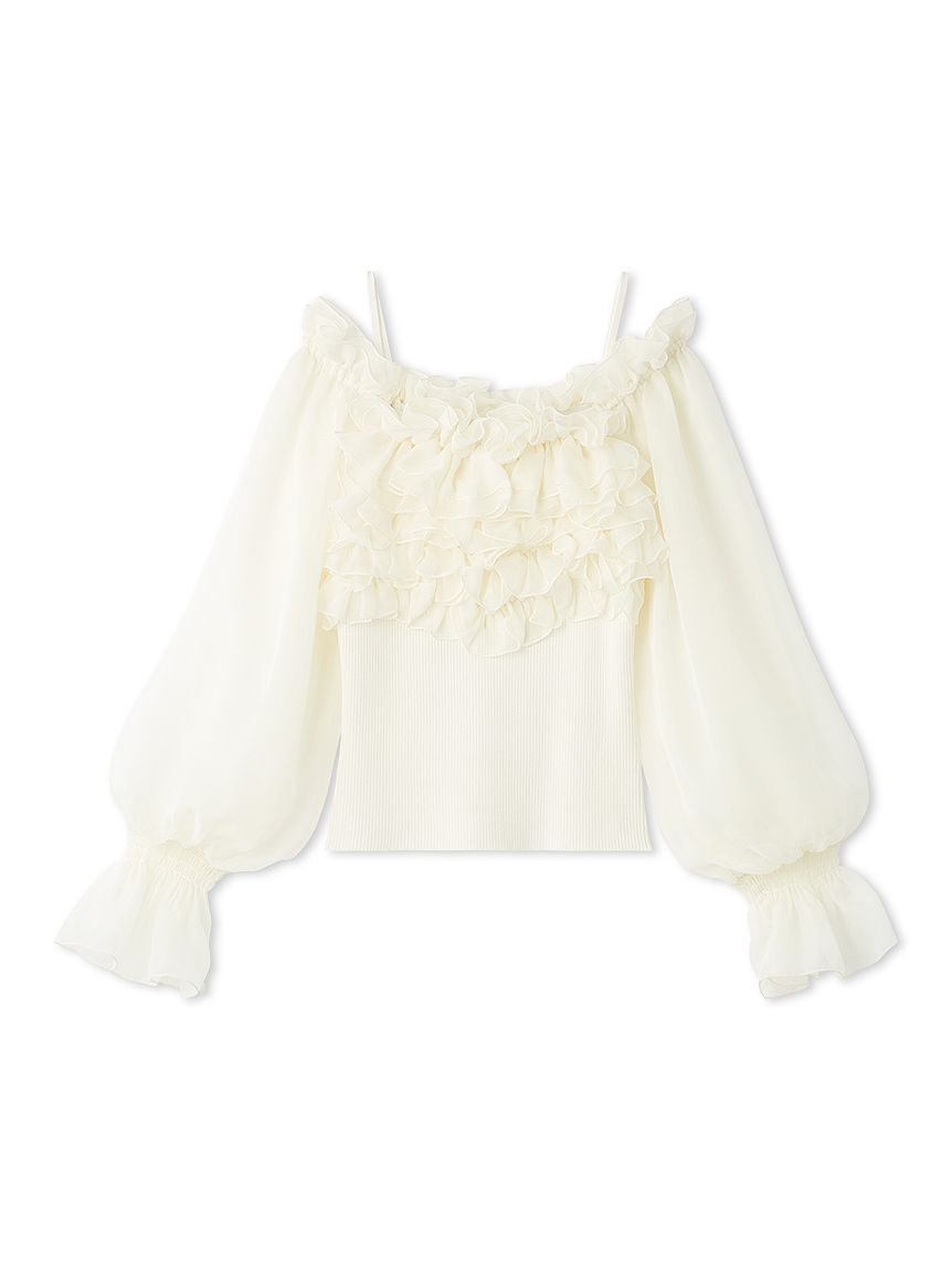 【スナイデル/SNIDEL】 デザインシアーフリルニットプルオーバー