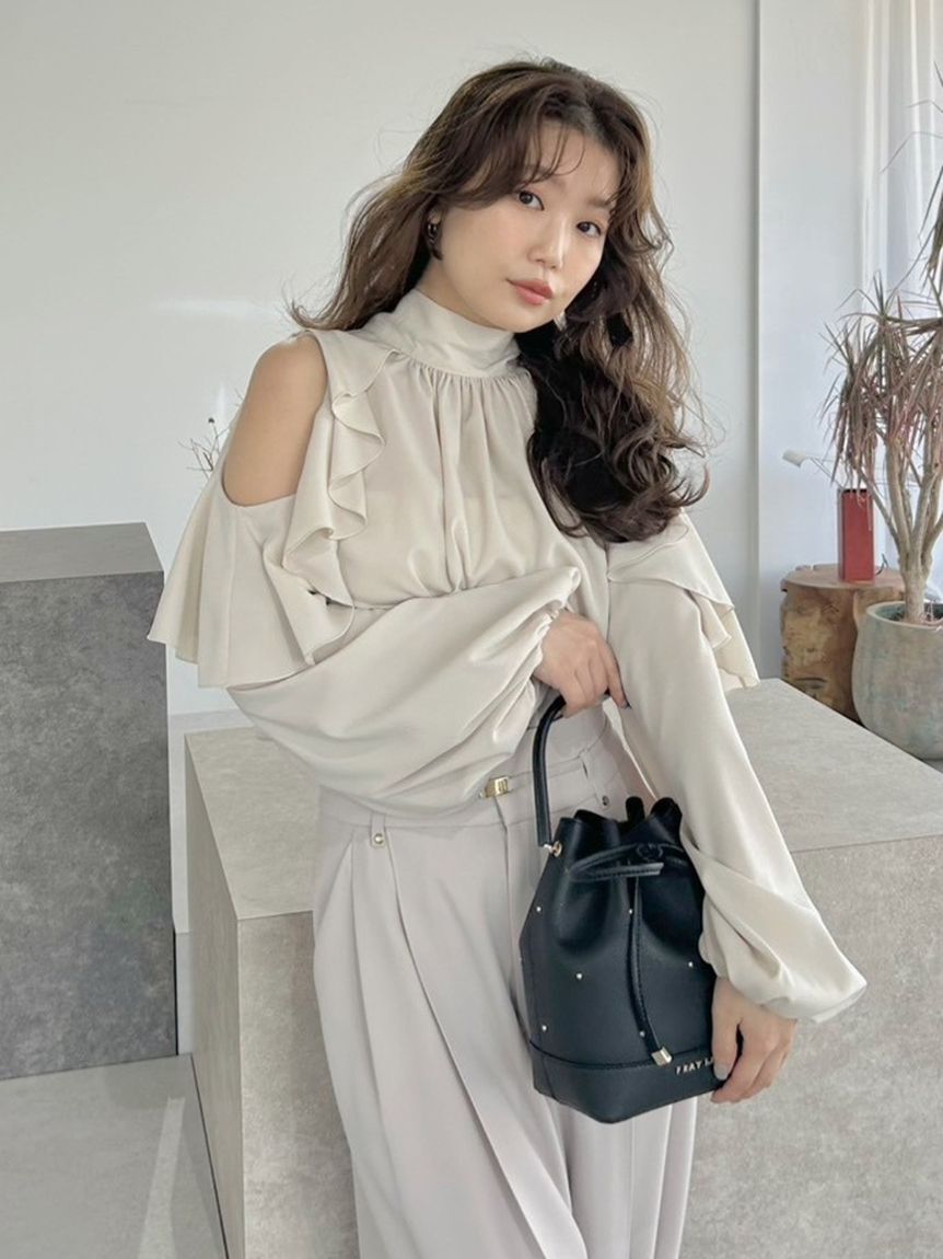 【フレイ　アイディー/FRAY I.D】 【限定カラー】2wayショルダーフリルボウタイブラウス