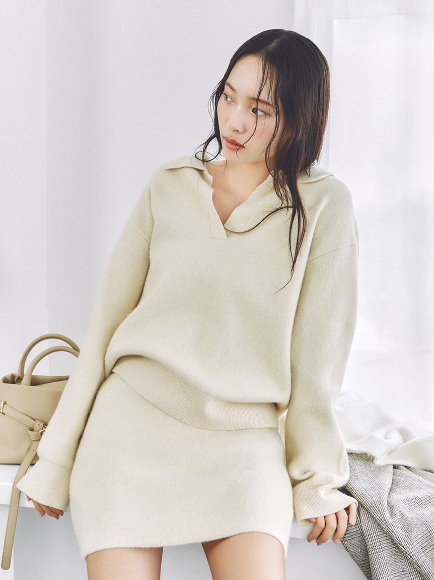 【フレイ　アイディー/FRAY I.D】 ラクーンダブルフェイスニットミニスカート