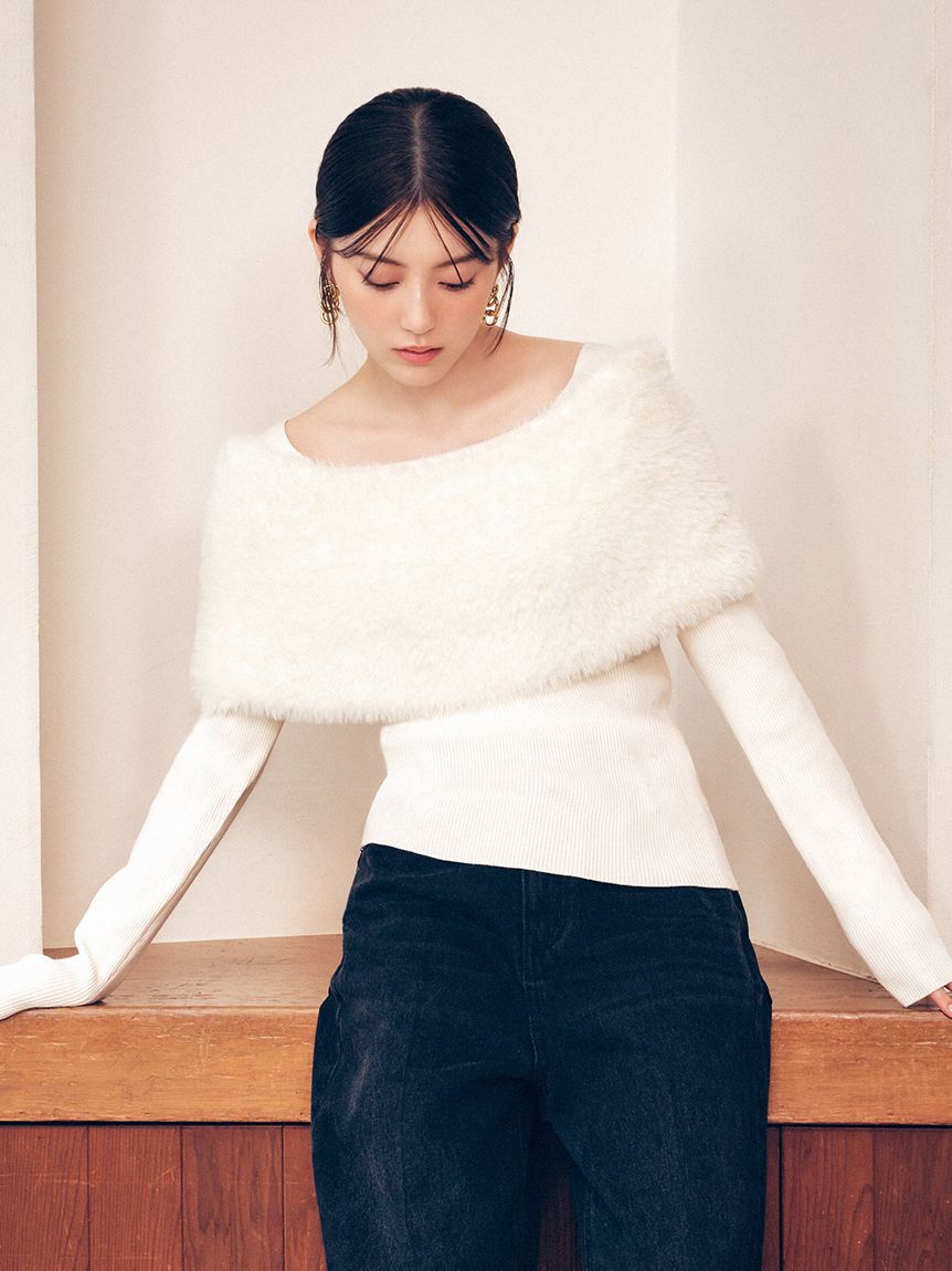 フォックスカシミアオフショルニットトップス（FRAY I.D）｜ルミネの