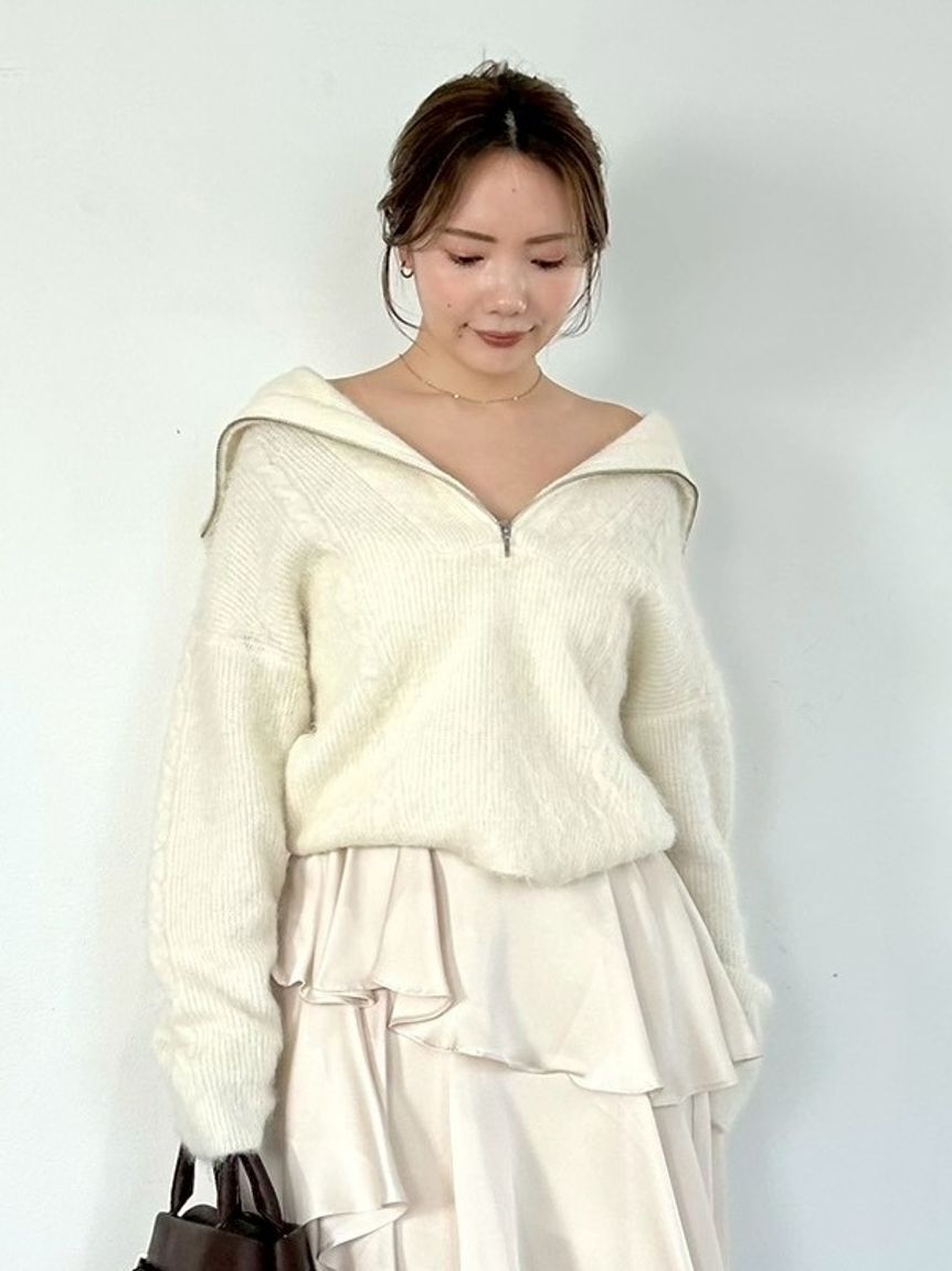 【フレイ　アイディー/FRAY I.D】 アルパカシャギーハーフジッププルオーバー