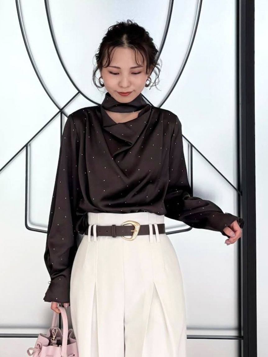 【フレイ　アイディー/FRAY I.D】 サテンドレープブラウス