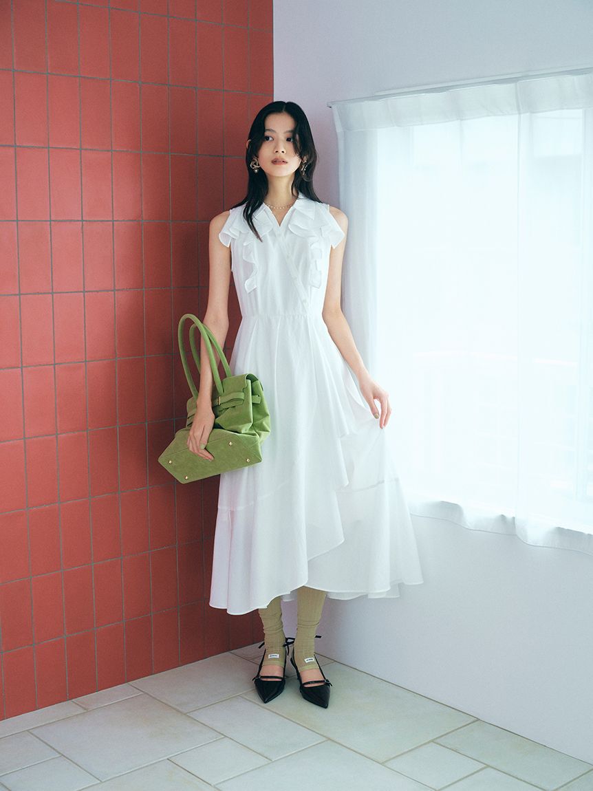 【リリーブラウン/LILY BROWN】 ラッフルフリルティアードシャツワンピース