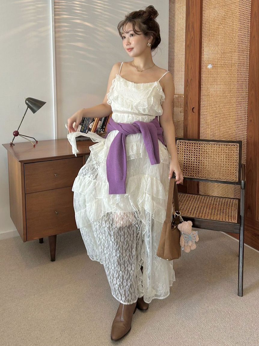 【リリーブラウン/LILY BROWN】 【LILY BROWN ×ANNA SUI】レースロングキャミドレス