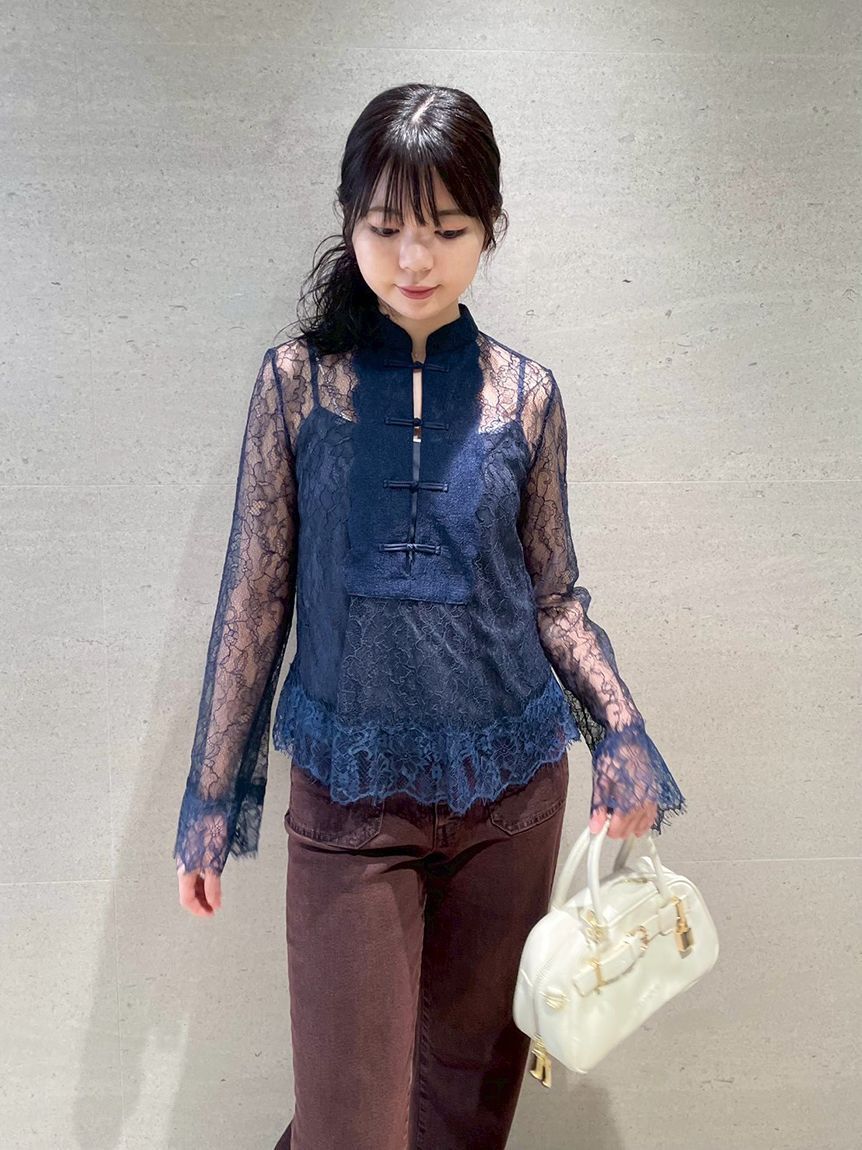 【リリーブラウン/LILY BROWN】 レースチャイナブラウス