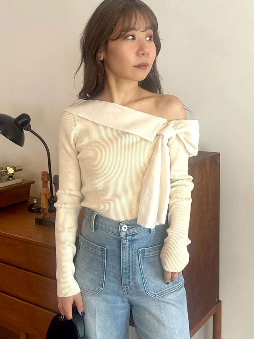 【リリーブラウン/LILY BROWN】 リボンディテールドッキングニット