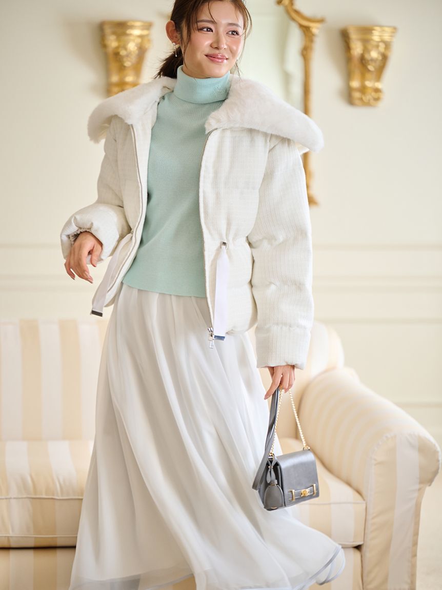 【セルフォード/CELFORD】 ファー襟付きツイードショートコート