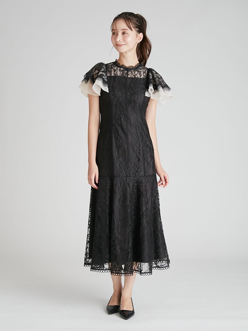 【セルフォード/CELFORD】 フレアスリーブレースマーメイドドレス