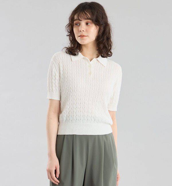 【マッキントッシュフィロソフィー/MACKINTOSH PHILOSOPHY】 GREY LABEL ハイベージケーブルニットポロ