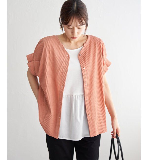 【イッカ/ikka】 シアサッカー2WAY袖タックプルオーバー