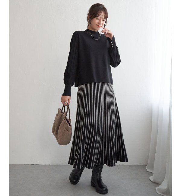 【イッカ/ikka】 【2点セット】配色ニットアップ