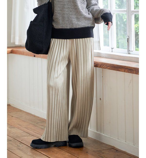 【イッカ/ikka】 【親子コーデ】スエードライクプリーツワイドパンツ