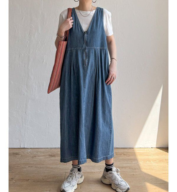 【エルビーシーウィズライフ/Lbc with Life】 デニムジップフカＶネックワンピ