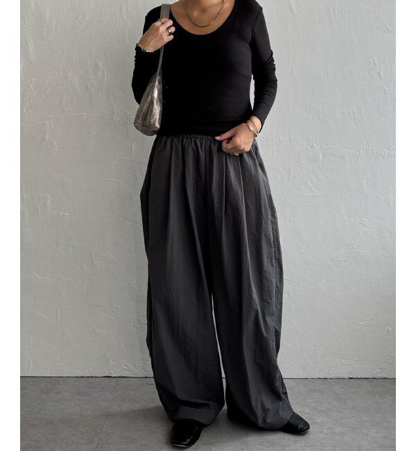 【エルビーシーウィズライフ/Lbc with Life】 ナイロンギャザーワイドパンツ