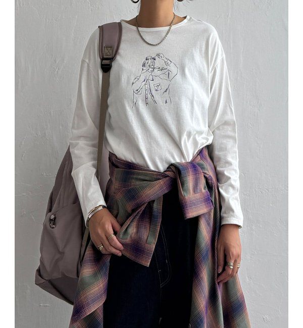 ファッションメンズお薦め|【エルビーシーウィズライフ/Lbc with Life】 Girlプリントロゴ刺繍ロンT