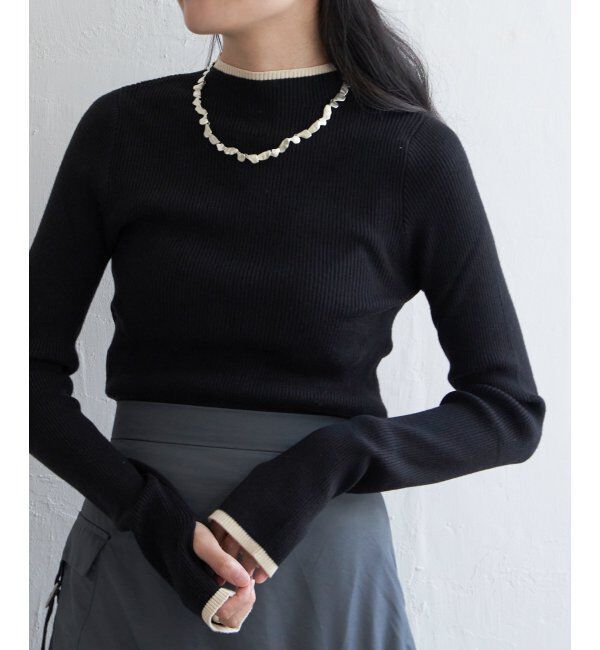 【ヴァンスシェアスタイル/VENCE share style】 ハイゲージリブ配色プルオーバー