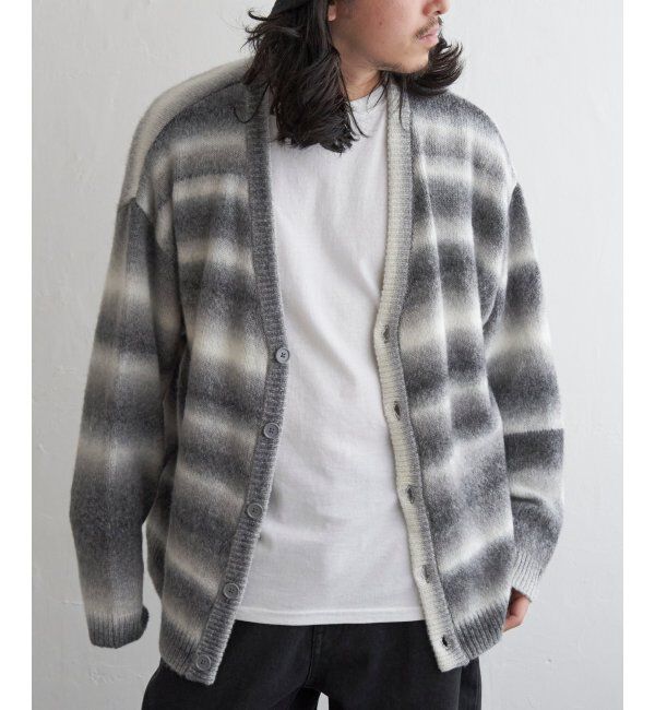 【ヴァンスシェアスタイル/VENCE share style】 総柄ニットVカーディガン