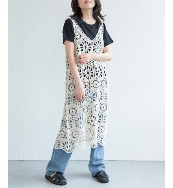 【ヴァンスシェアスタイル/VENCE share style】 かぎ編みワンピース