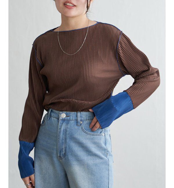 人気ファッションメンズ|【ヴァンスシェアスタイル/VENCE share style】 プリーツ加工配色袖トップス