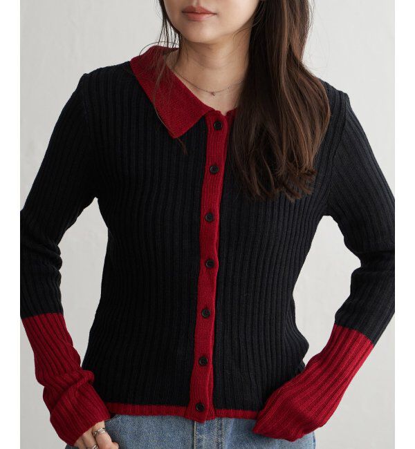 モテ系ファッションメンズ|【ヴァンスシェアスタイル/VENCE share style】 バルキー7G配色ポロカーディガン