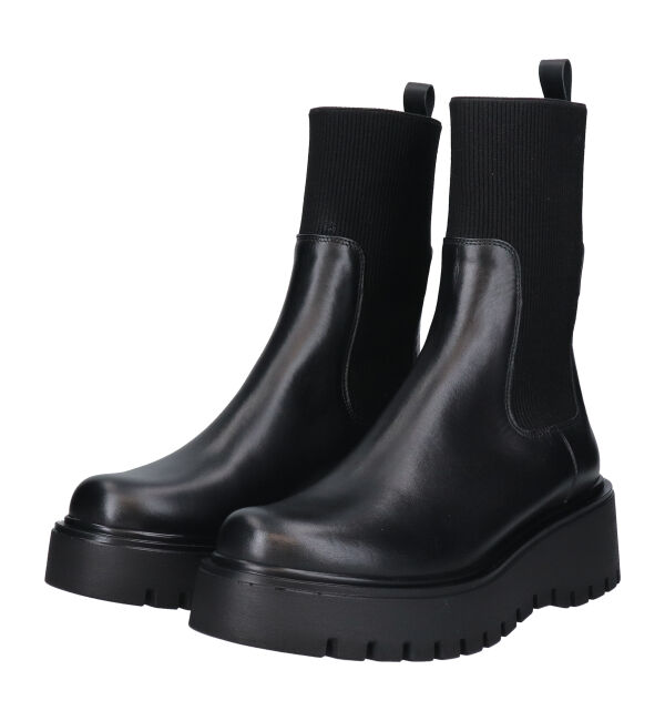 【インターショシュール　ゼア/INTER-CHAUSSURES 'eir】 【CORSO ROMA 9】モールドソールリブニットショートブーツ(W53012)