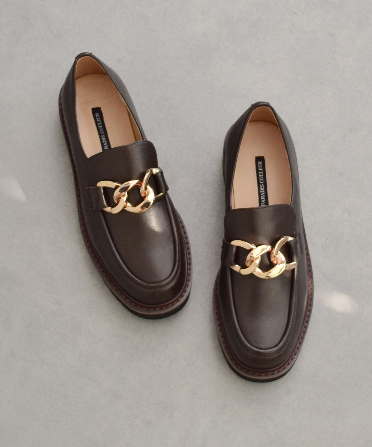 【インターショシュール　ゼア/INTER-CHAUSSURES 'eir】 【PARADIS COULEUR】防滑ソール撥水チェーンローファー(351628)