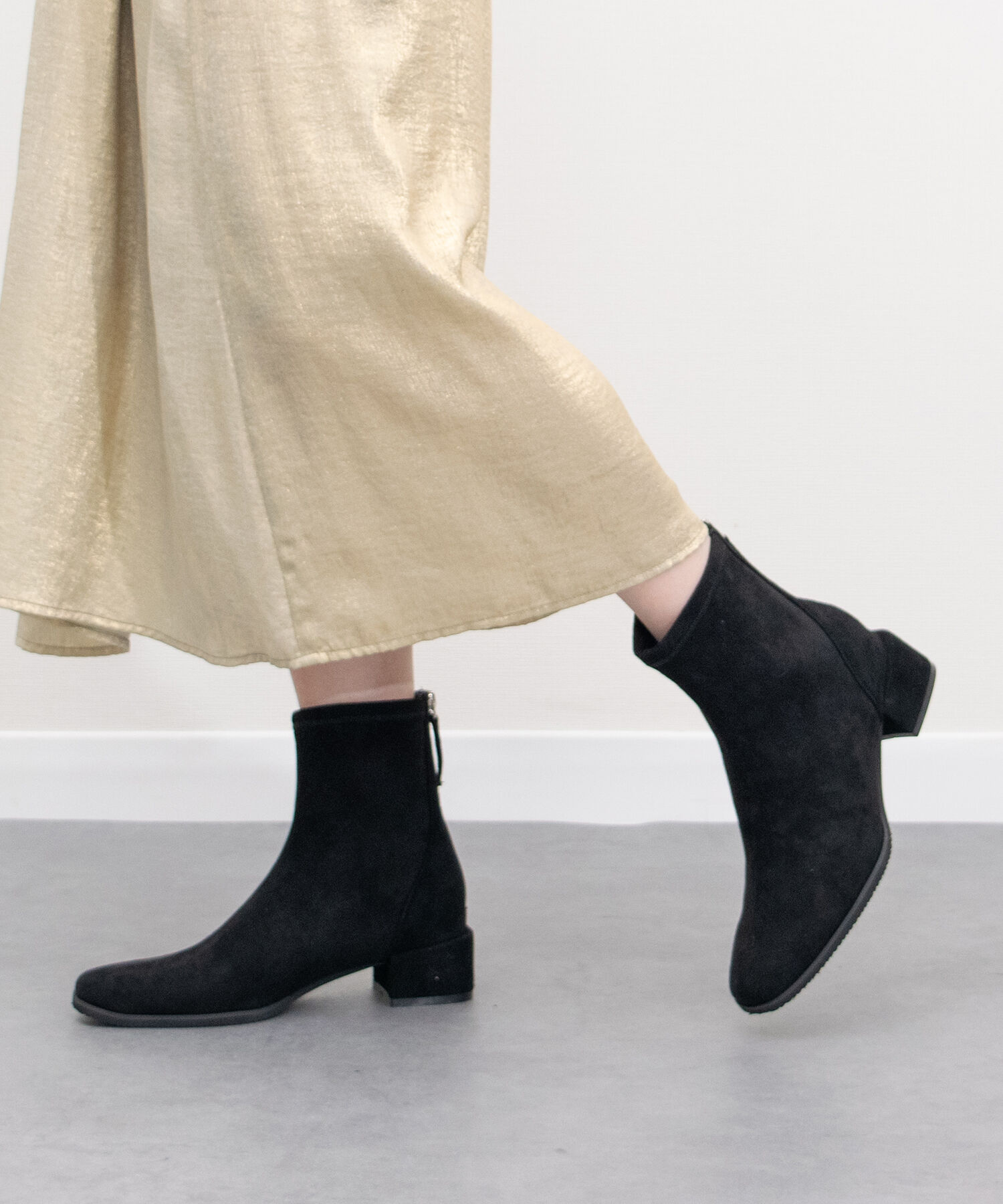 【インターショシュール　ゼア/INTER-CHAUSSURES 'eir】 【PARADIS COULEUR】スクエアトウバックジップストレッチブーツ(353031)