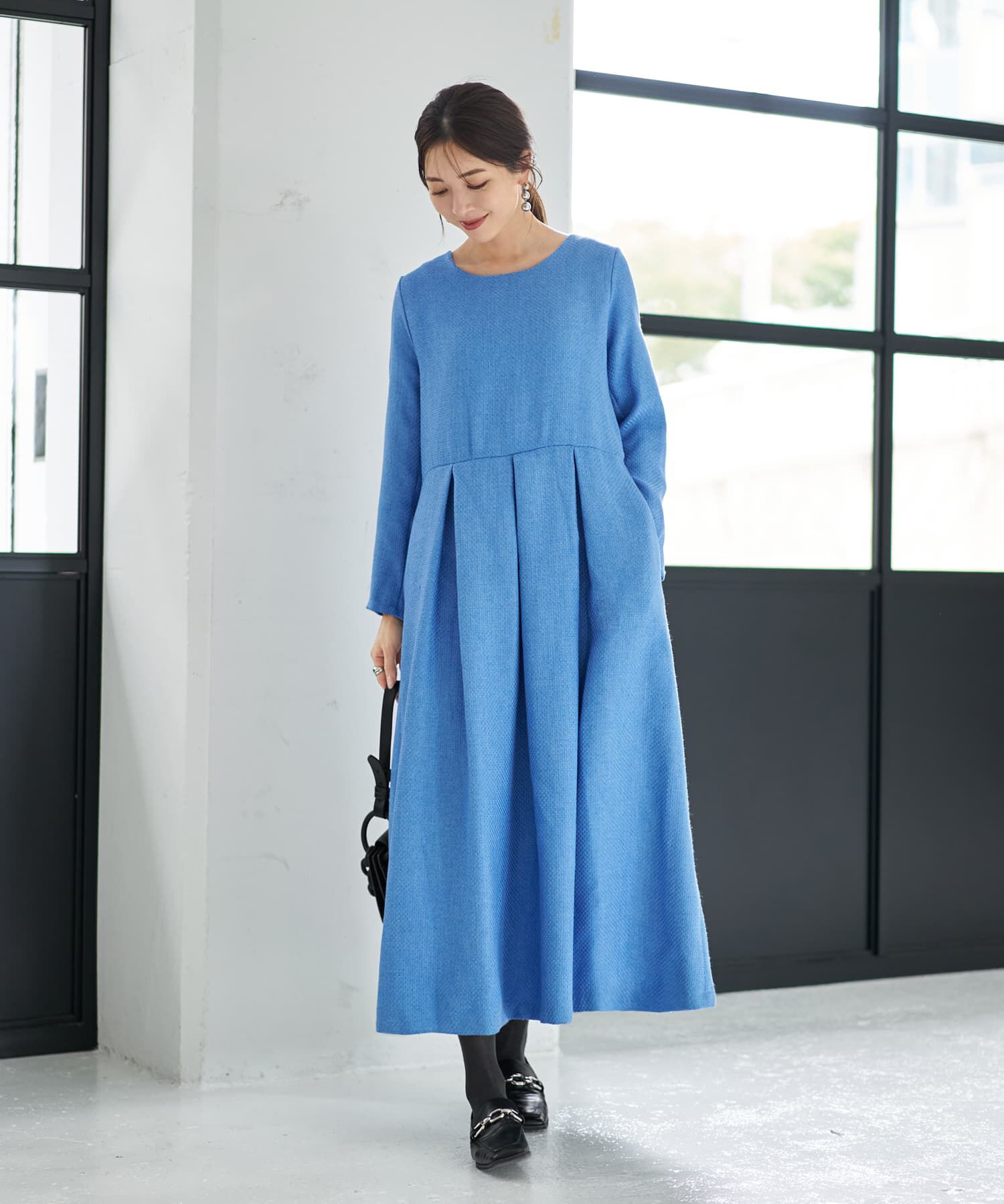 【スタイルデリ/STYLE DELI】 凹凸織り生地タックワンピース