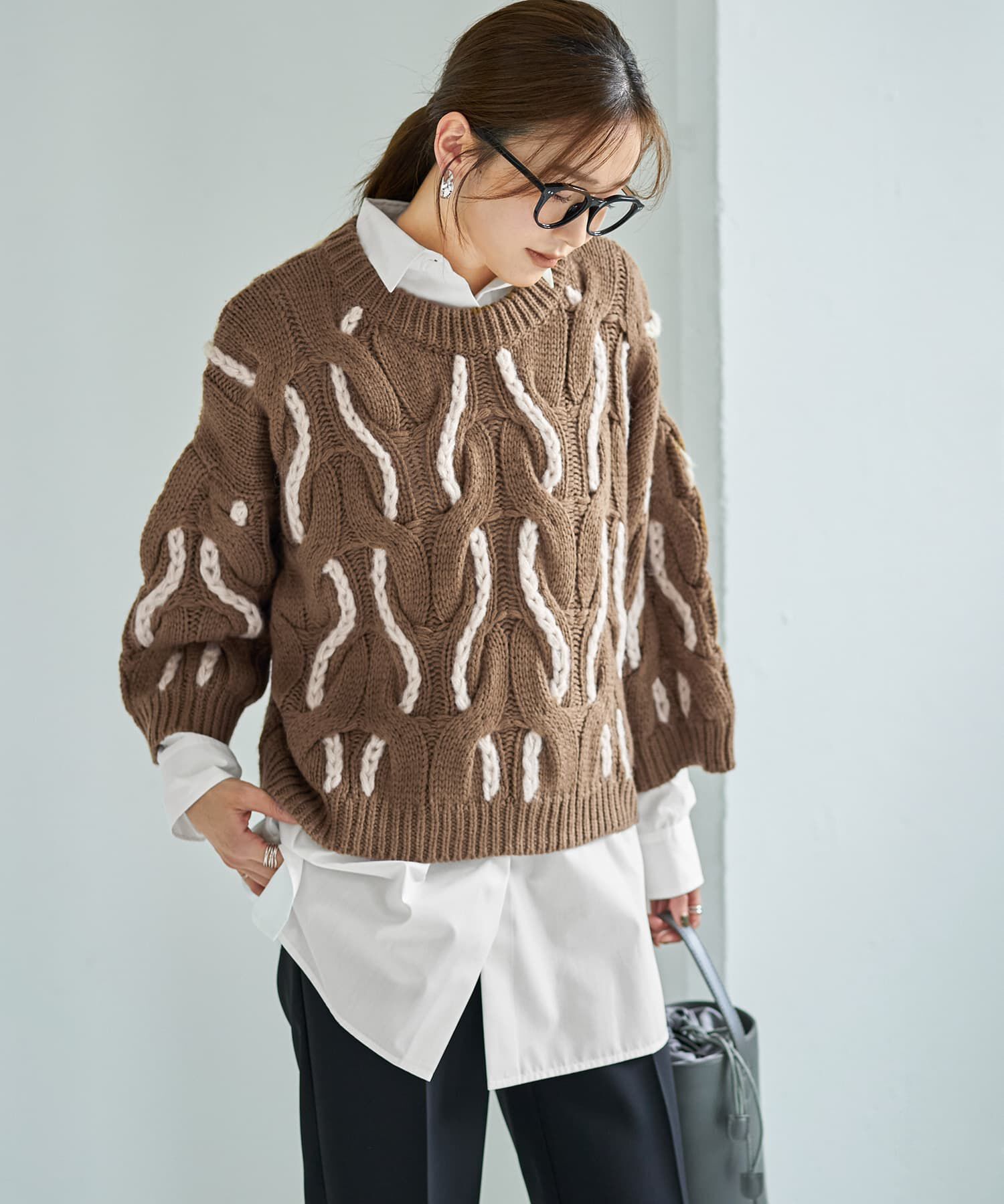 【スタイルデリ/STYLE DELI】 ゆる編みランダムケーブルニットトップス