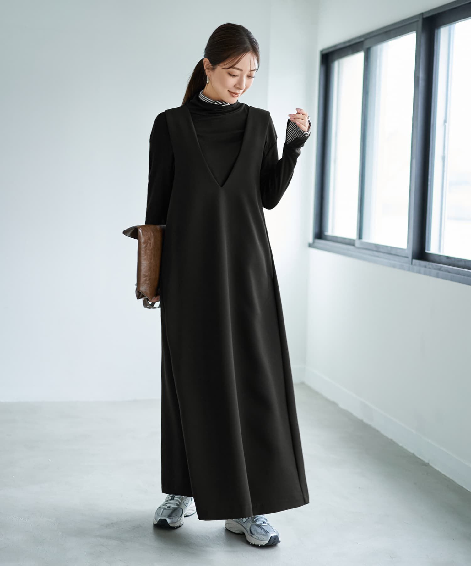 【スタイルデリ/STYLE DELI】 【LUXE】AラインフロントVジャンパースカート