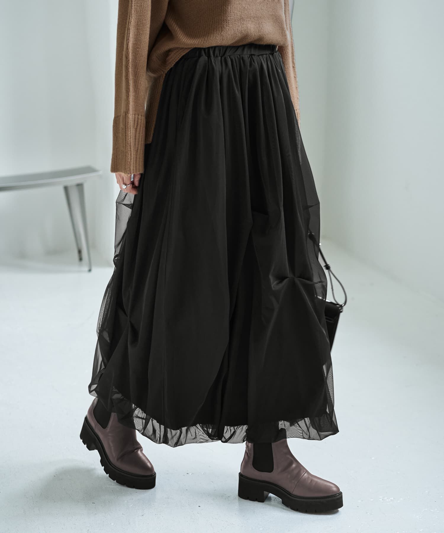 【スタイルデリ/STYLE DELI】 【LUXE】タックチュールバルーンスカート