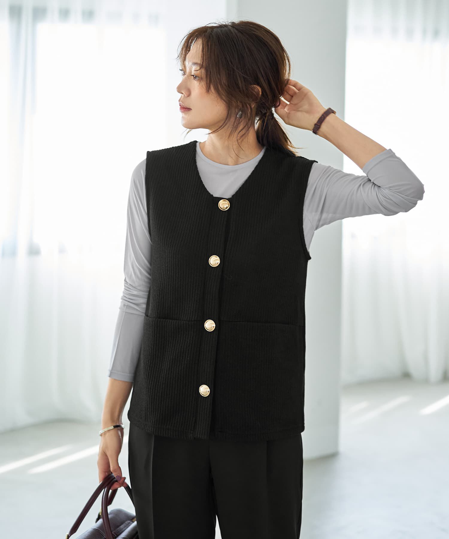 メンズファッションの一押し|【スタイルデリ/STYLE DELI】 GOLDボタンリブニットソーベスト