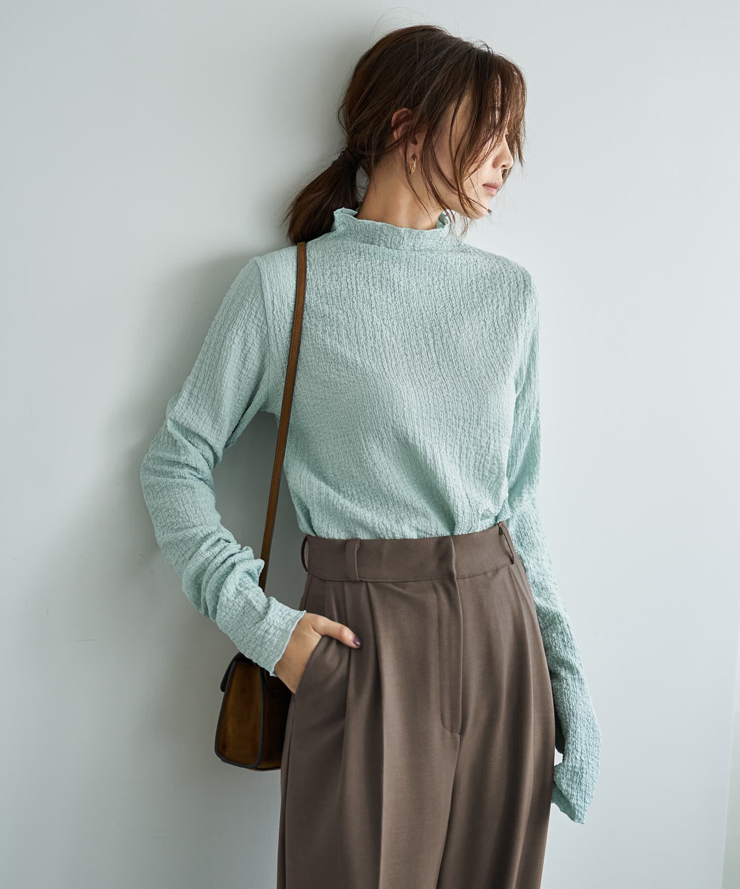 ファッションメンズなら|【スタイルデリ/STYLE DELI】 バブルシャーリングボトルネックトップス